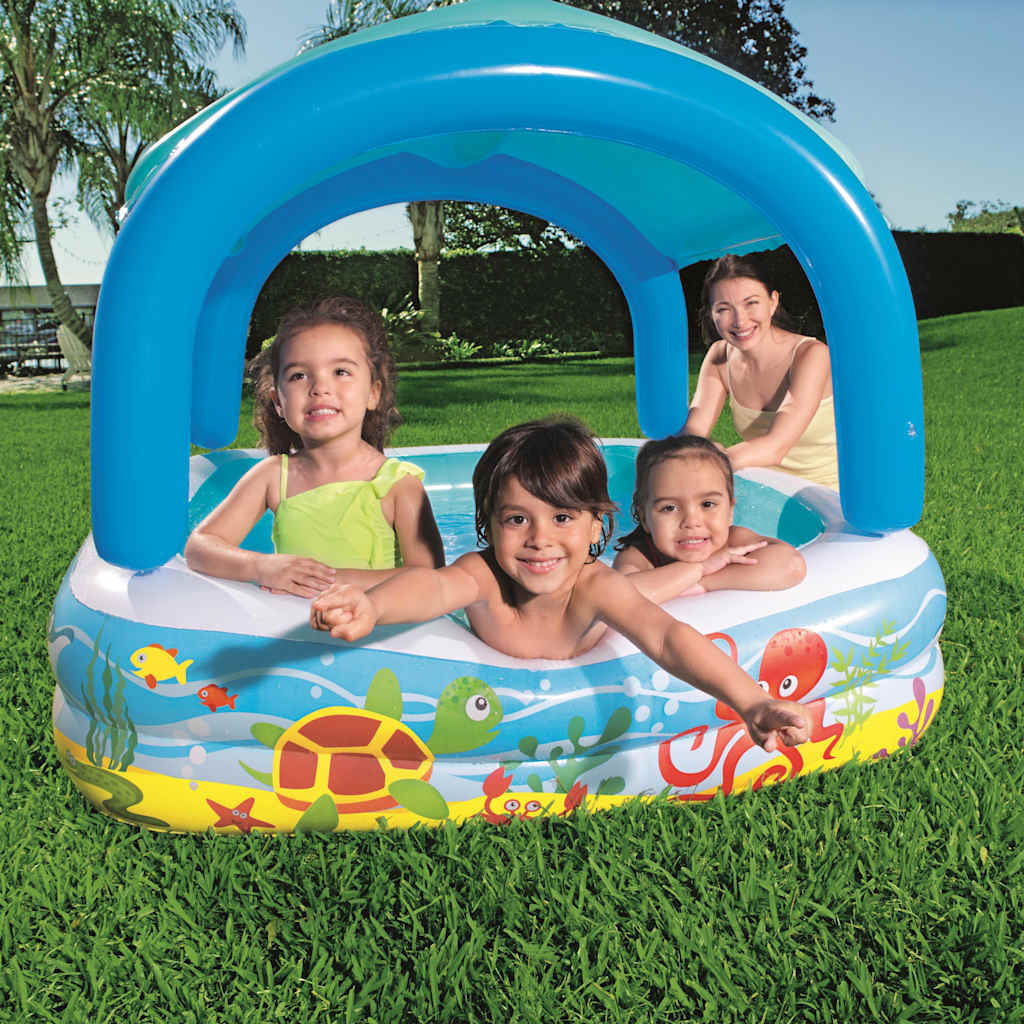 Bestway badebassin med baldakin 140x140x114 cm blå 52192 - number 1.