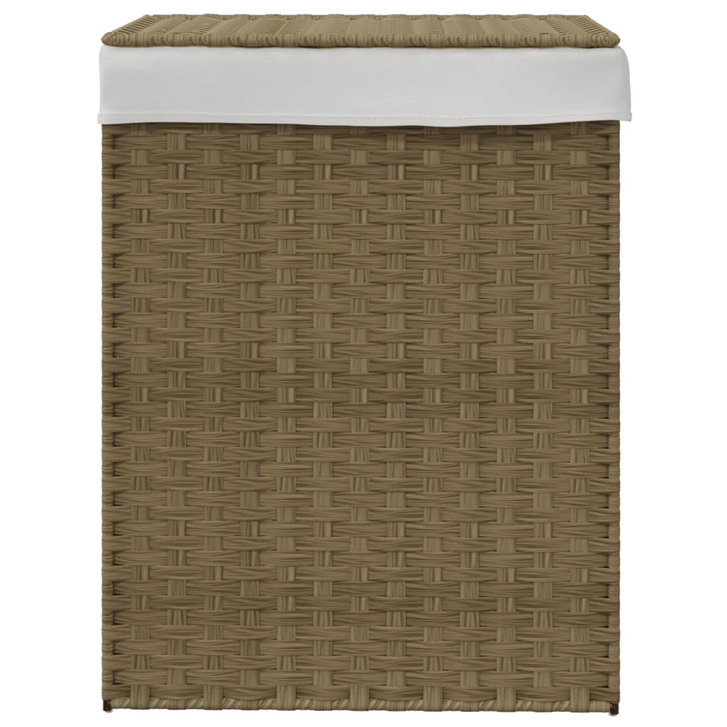 Laundry basket with lid 46x33x60 cm polyrattan - natural colour, 1 - number 3.