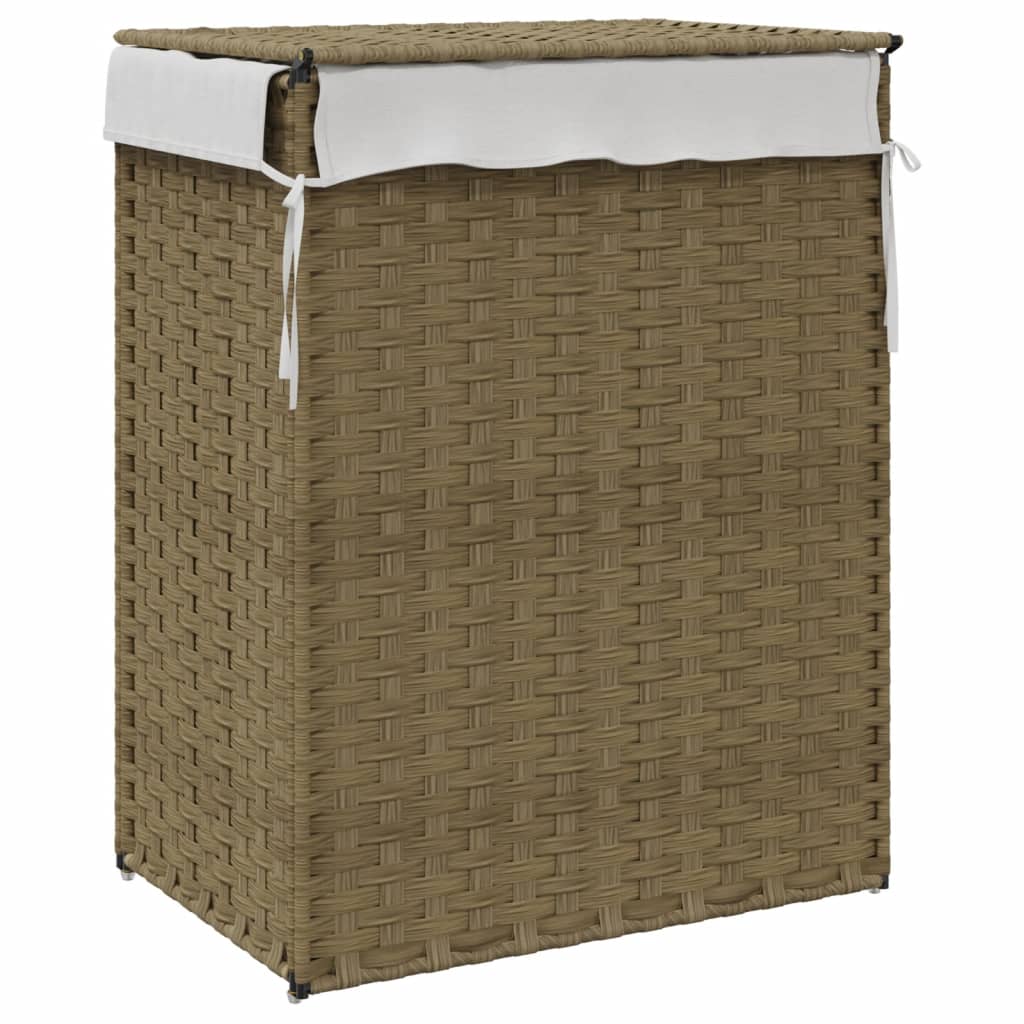 Laundry basket with lid 46x33x60 cm polyrattan - natural colour, 1 - number 6.