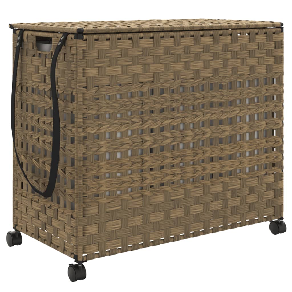 Laundry basket with wheels 66x35x60 cm rattan - natural colour, 1 - number 2.