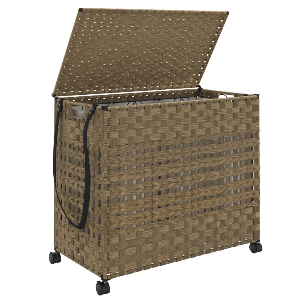 Laundry basket with wheels 66x35x60 cm rattan - natural colour, 1 - number 4.