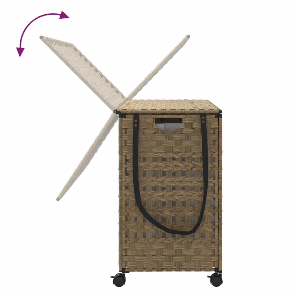 Laundry basket with wheels 66x35x60 cm rattan - natural colour, 1 - number 7.
