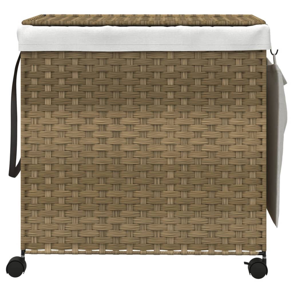 Vasketøjskurv med hjul 60x35x60,5 cm rattan - naturfarvet, 1 - number 3.