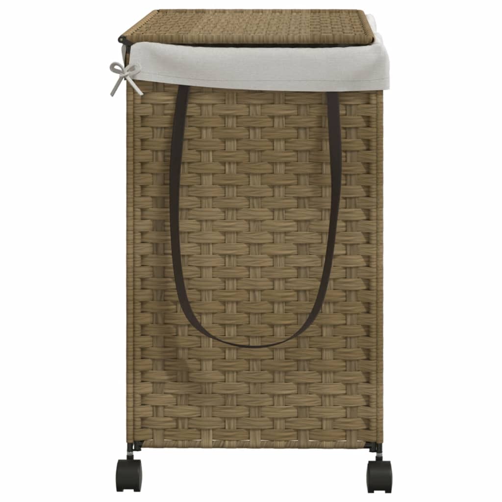 Vasketøjskurv med hjul 60x35x60,5 cm rattan - naturfarvet, 1 - number 5.