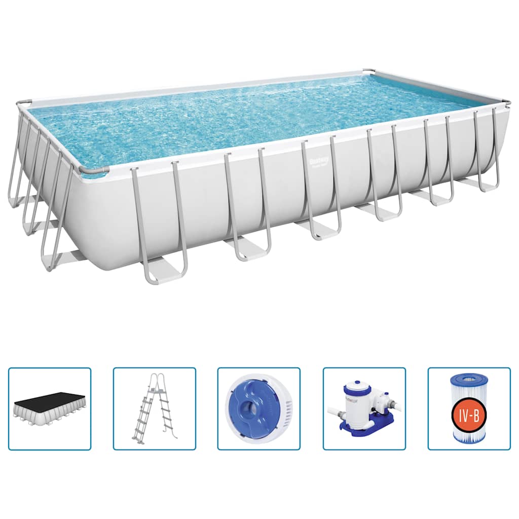 Bestway power steel swimmingpoolsæt 732x366x132 cm rektangulær - number 2.