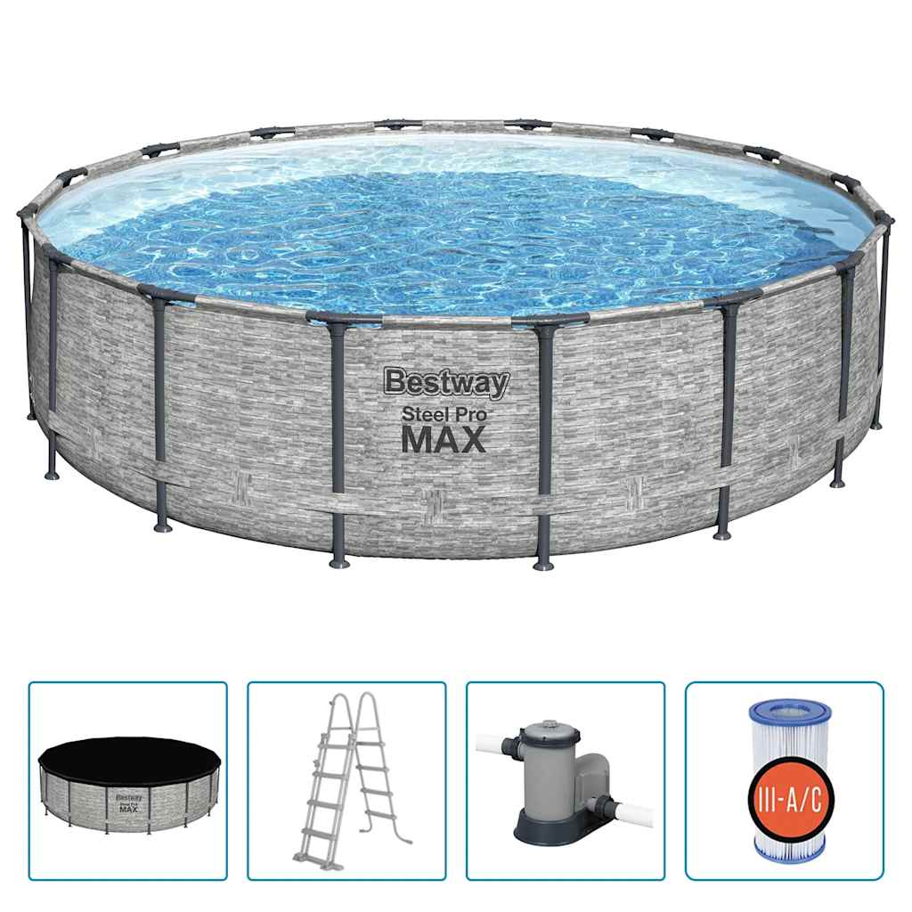 Bestway power steel swimmingpool 488x122 cm rund - number 2.