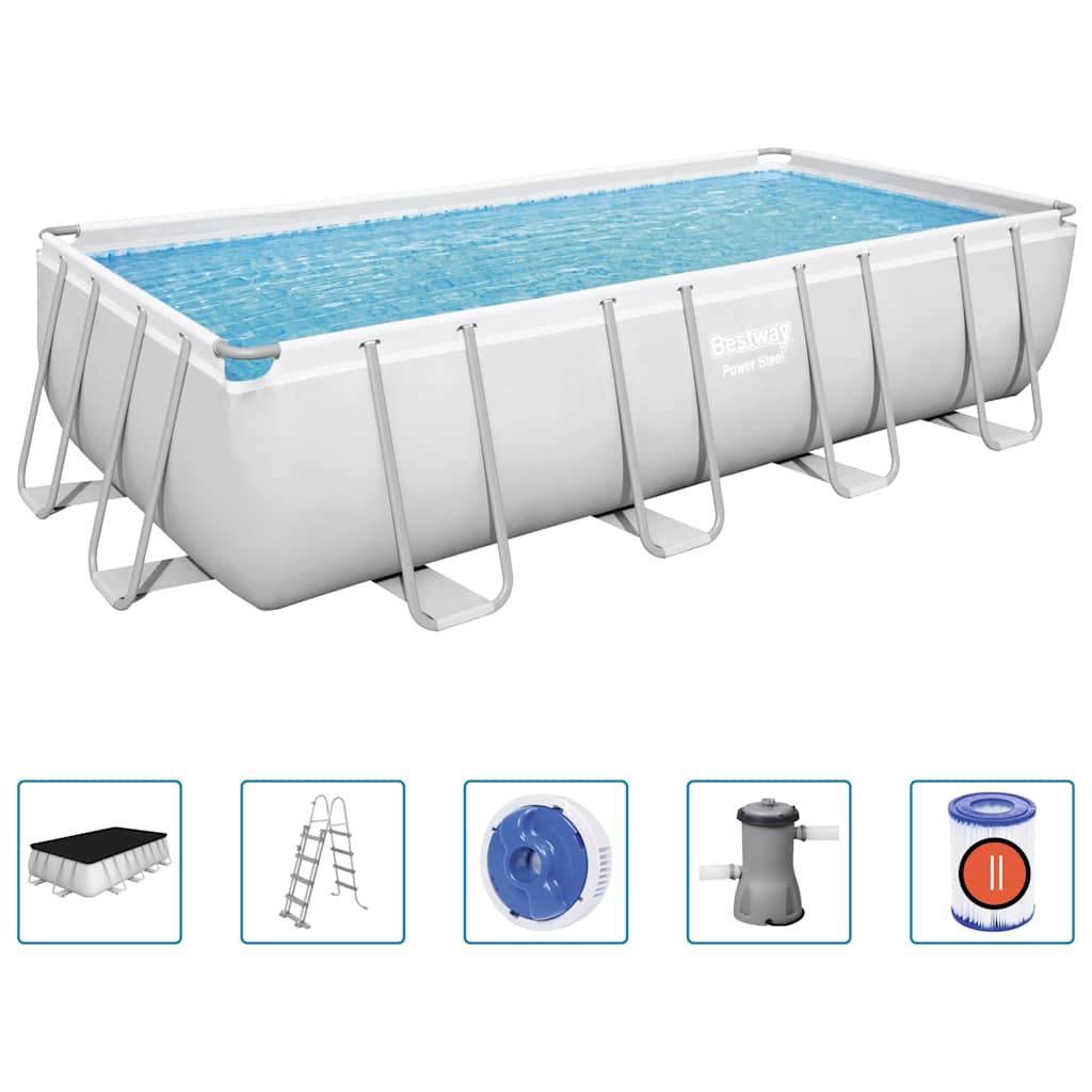 Bestway power steel swimmingpool 488x244x122 cm rektangulær - number 2.