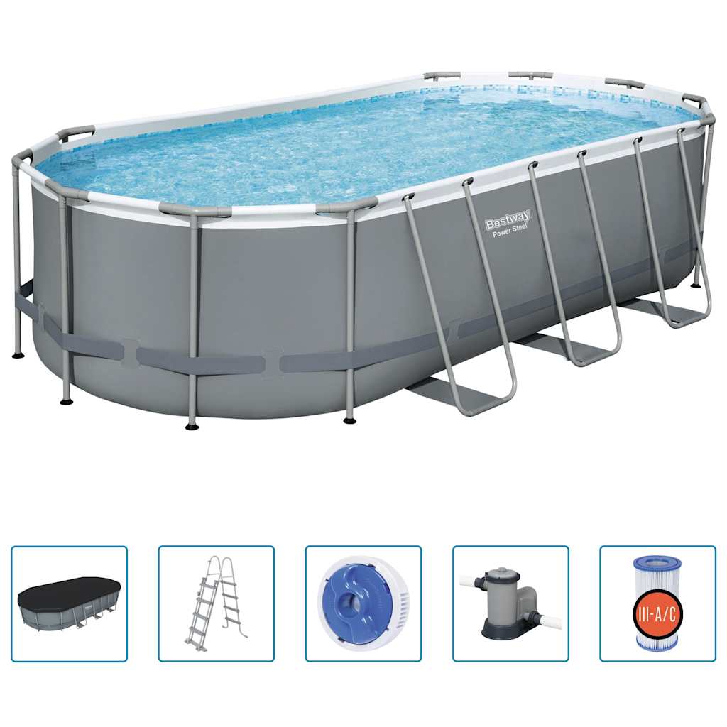 Bestway power steel fritstående pool 549x274x122 cm oval - number 2.