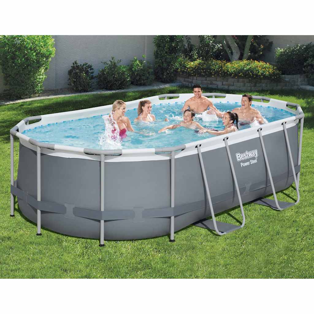 Bestway power steel fritstående pool 427x250x100 cm oval - number 1.