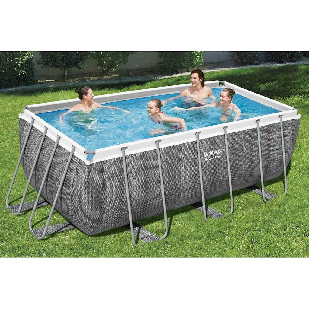 Bestway power steel swimmingpoolsæt 412x201x122 cm rektangulær - number 1.