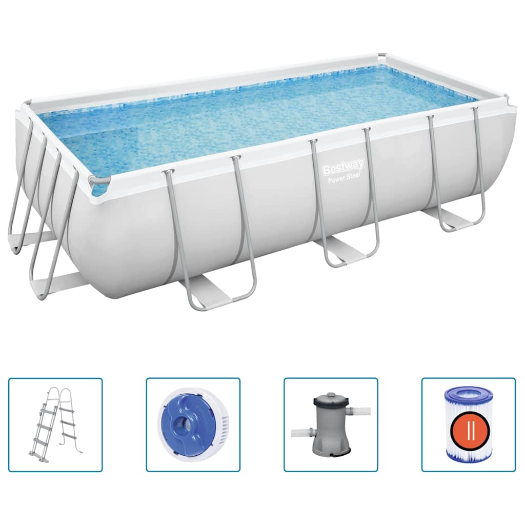 Bestway power steel swimmingpool 404x201x100 cm rektangulær - number 2.