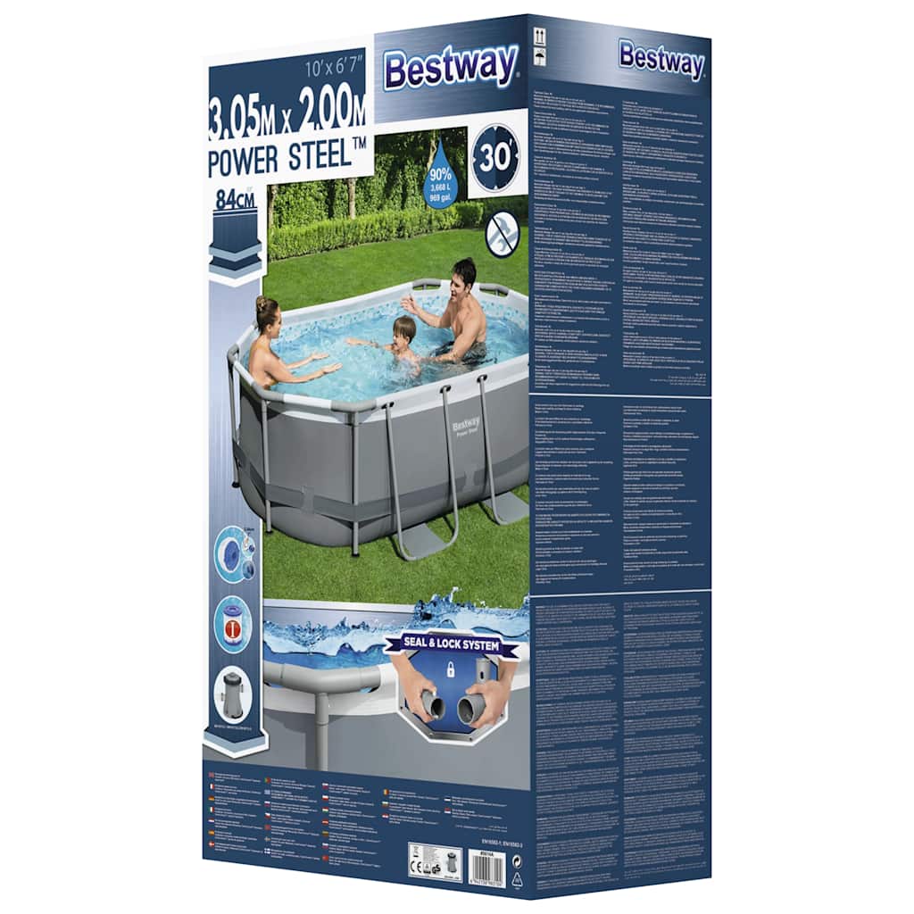 Bestway power steel fritstående pool 305x200x84 cm oval - number 6.