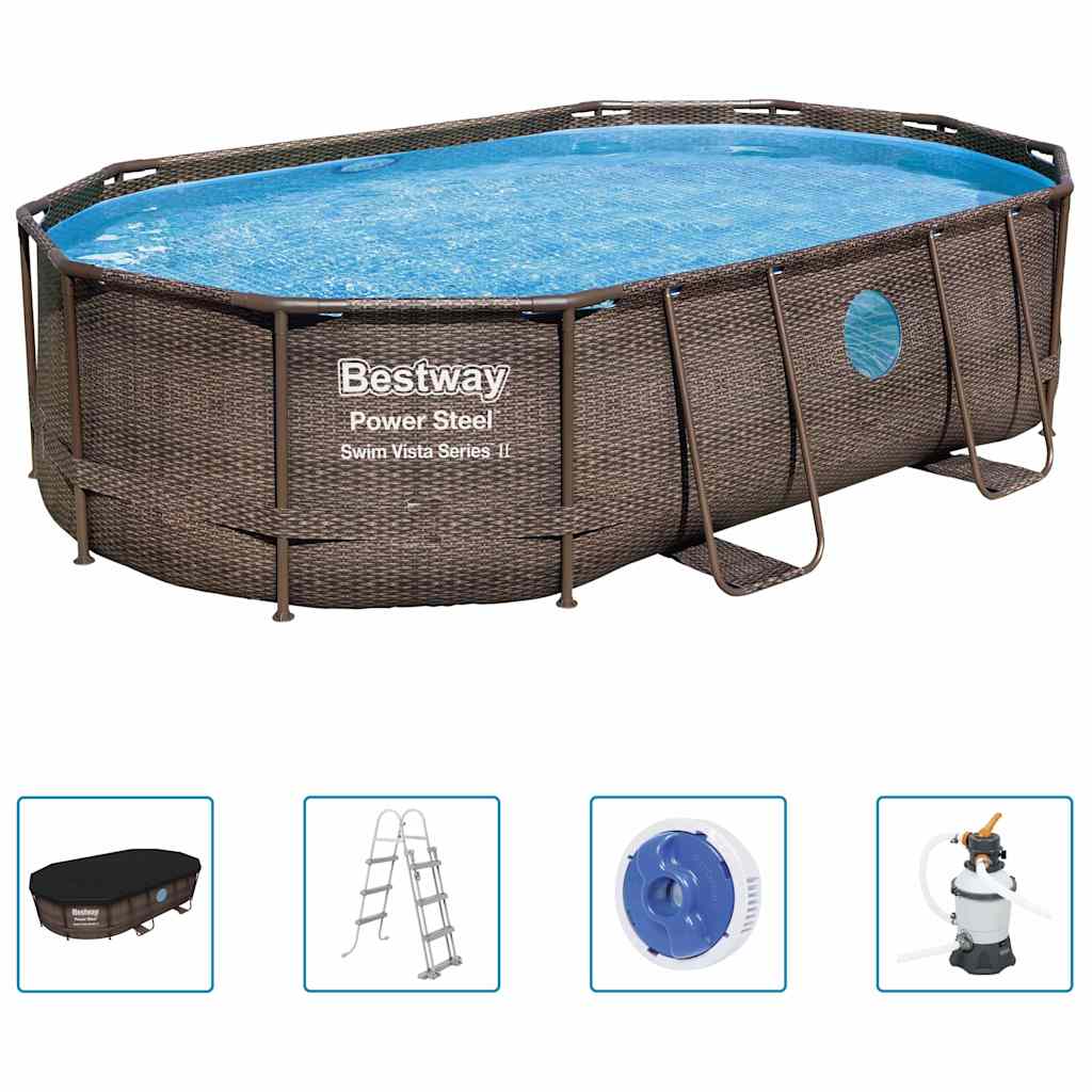 Bestway power steel swimmingpoolsæt 488x305x107 cm - number 1.