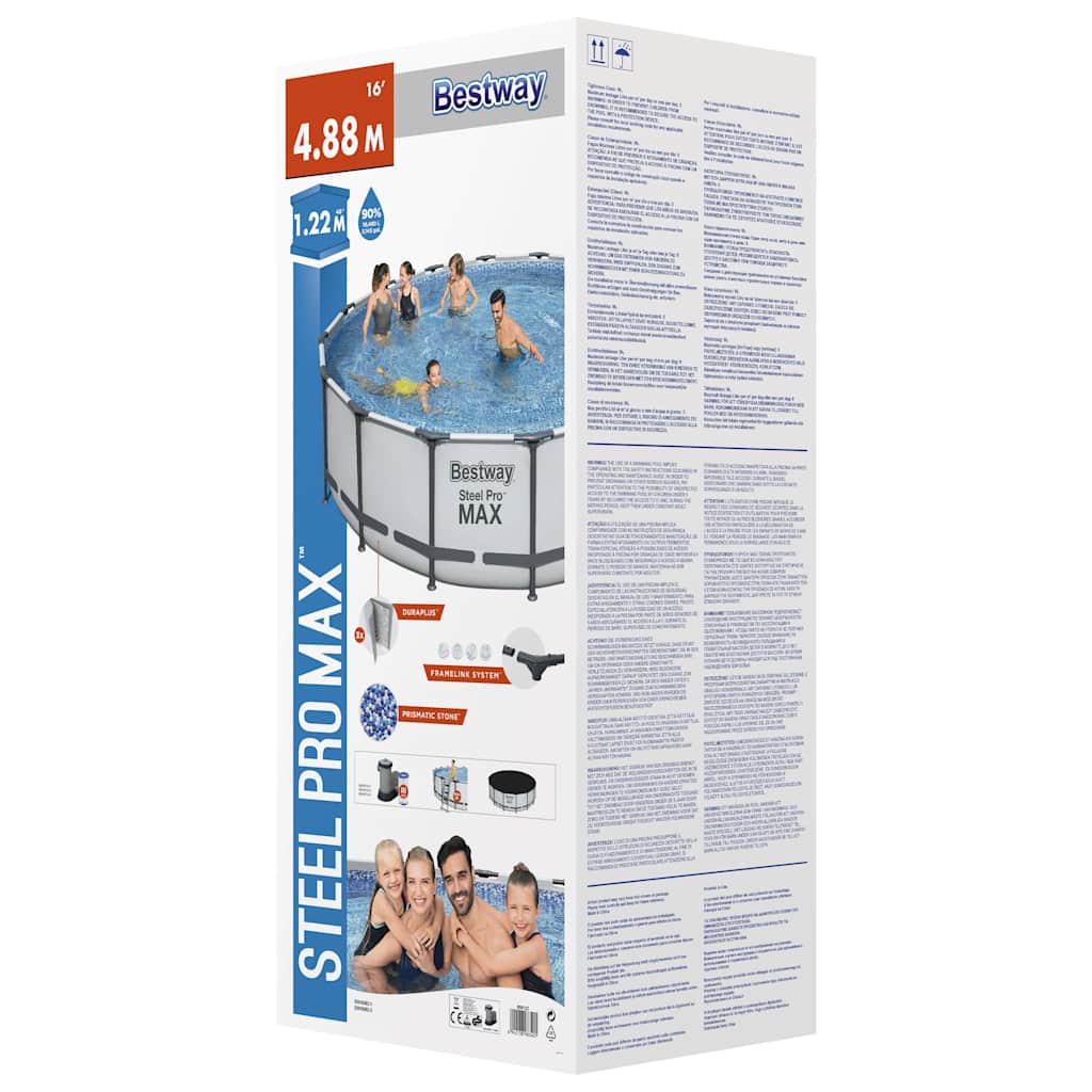 Bestway steel pro max swimmingpoolsæt 488x122 cm - 488 x 122 cm (diameter x h), 19480 l, 5678 l/t., 5612z - number 9.