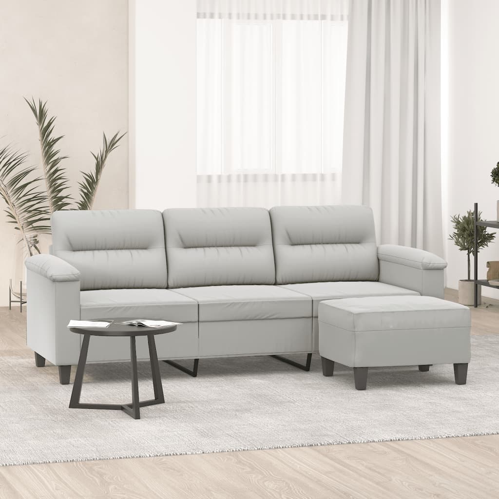 3-osobowa sofa z podnóżkiem 180 cm mikrofibry mikrofibra jasno-szary - number 1.