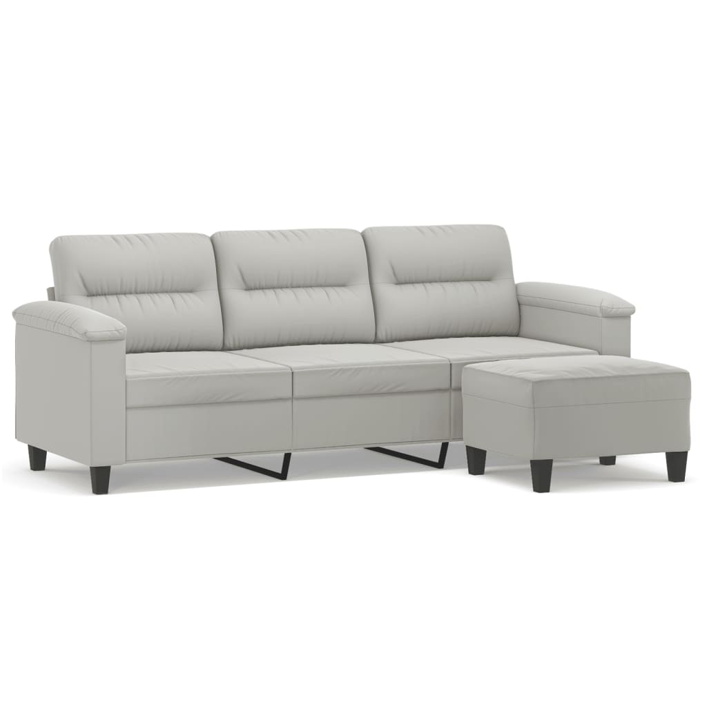 3-osobowa sofa z podnóżkiem 180 cm mikrofibry mikrofibra jasno-szary - number 2.
