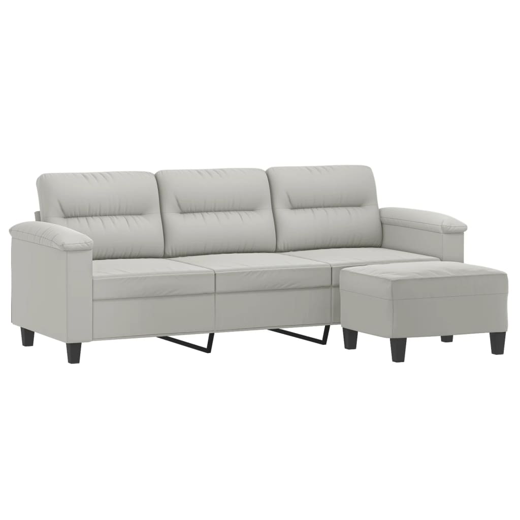 3-osobowa sofa z podnóżkiem 180 cm mikrofibry mikrofibra jasno-szary - number 3.