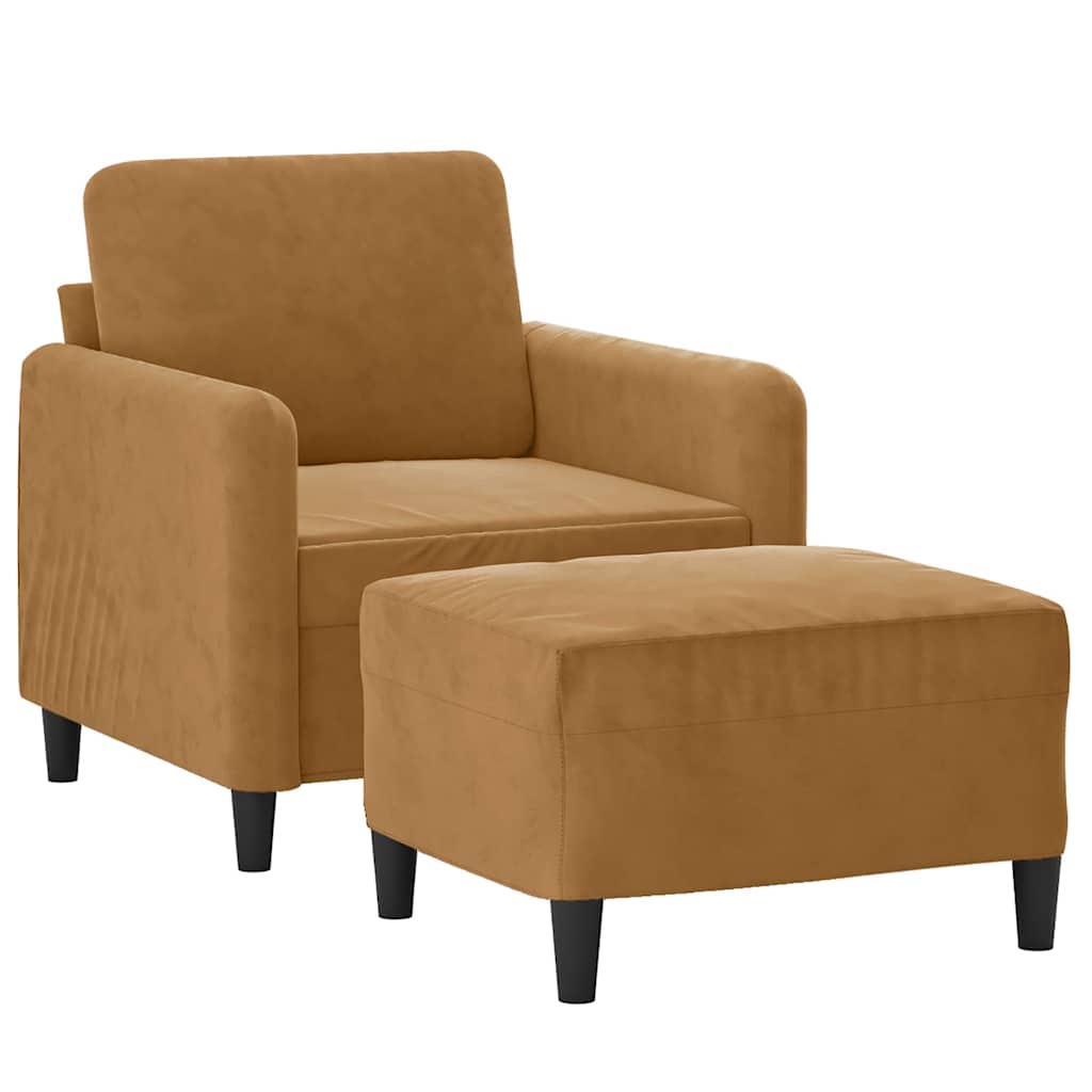 Sofastol med fotpall 60 cm velor - brun - number 3.