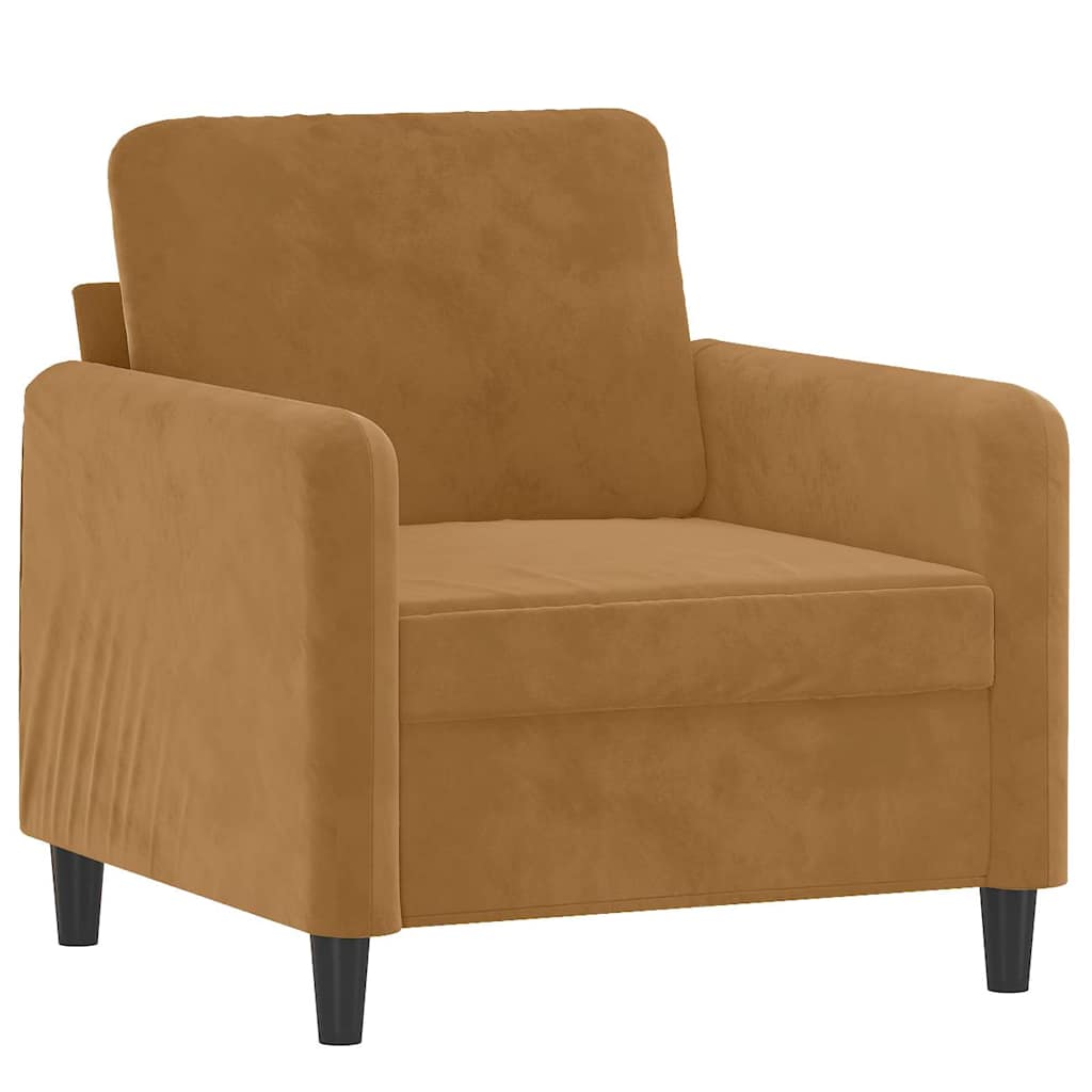 Sofastol med fotpall 60 cm velor - brun - number 4.
