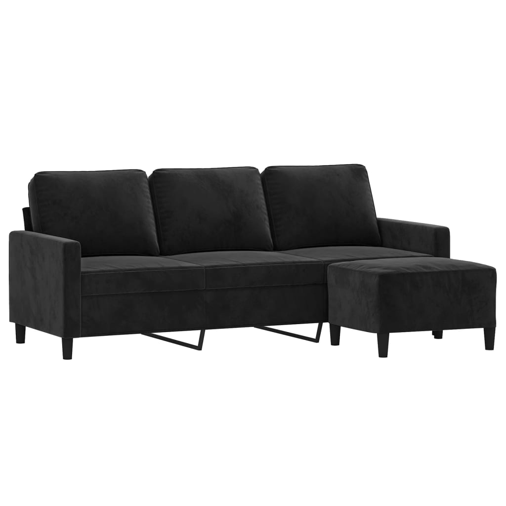 3 -person sofa med fotskammel 180 cm velour - svart - number 3.