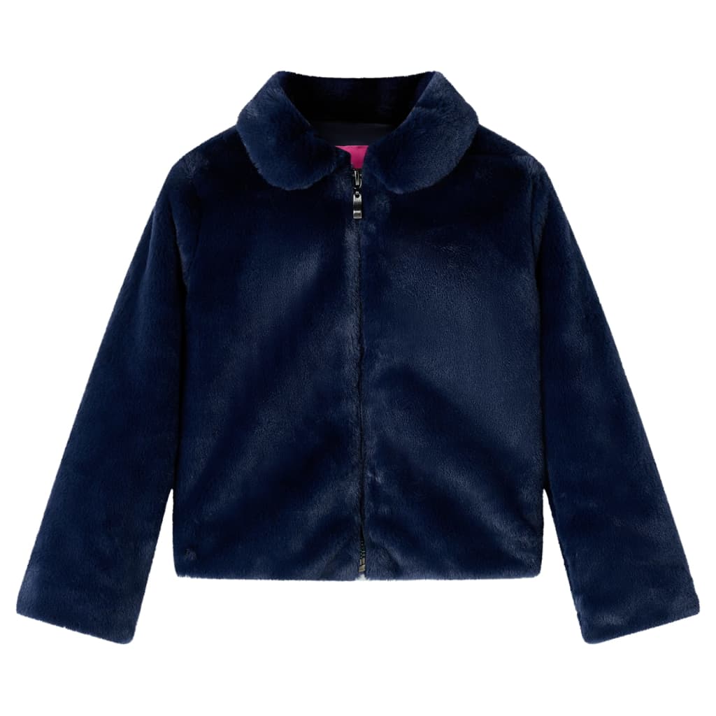 Veste pour enfant taille 92 fausse fourrure - bleu marine, 92 (1 5-2 ans) - number 1.