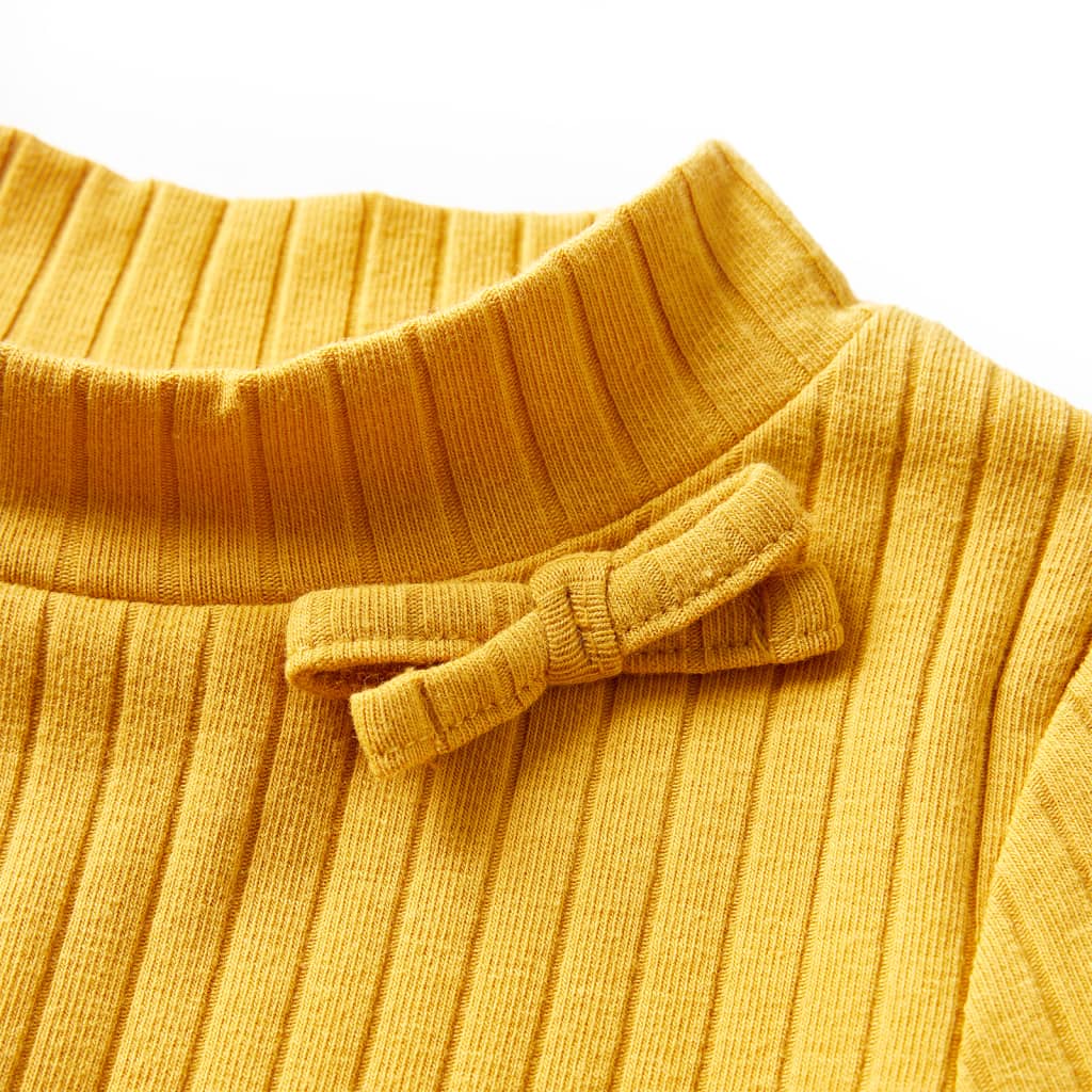 T-shirt manches longues pour enfant taille 92 côtelé jaune ocre - ocre, 92 (1 5-2 ans) - number 4.