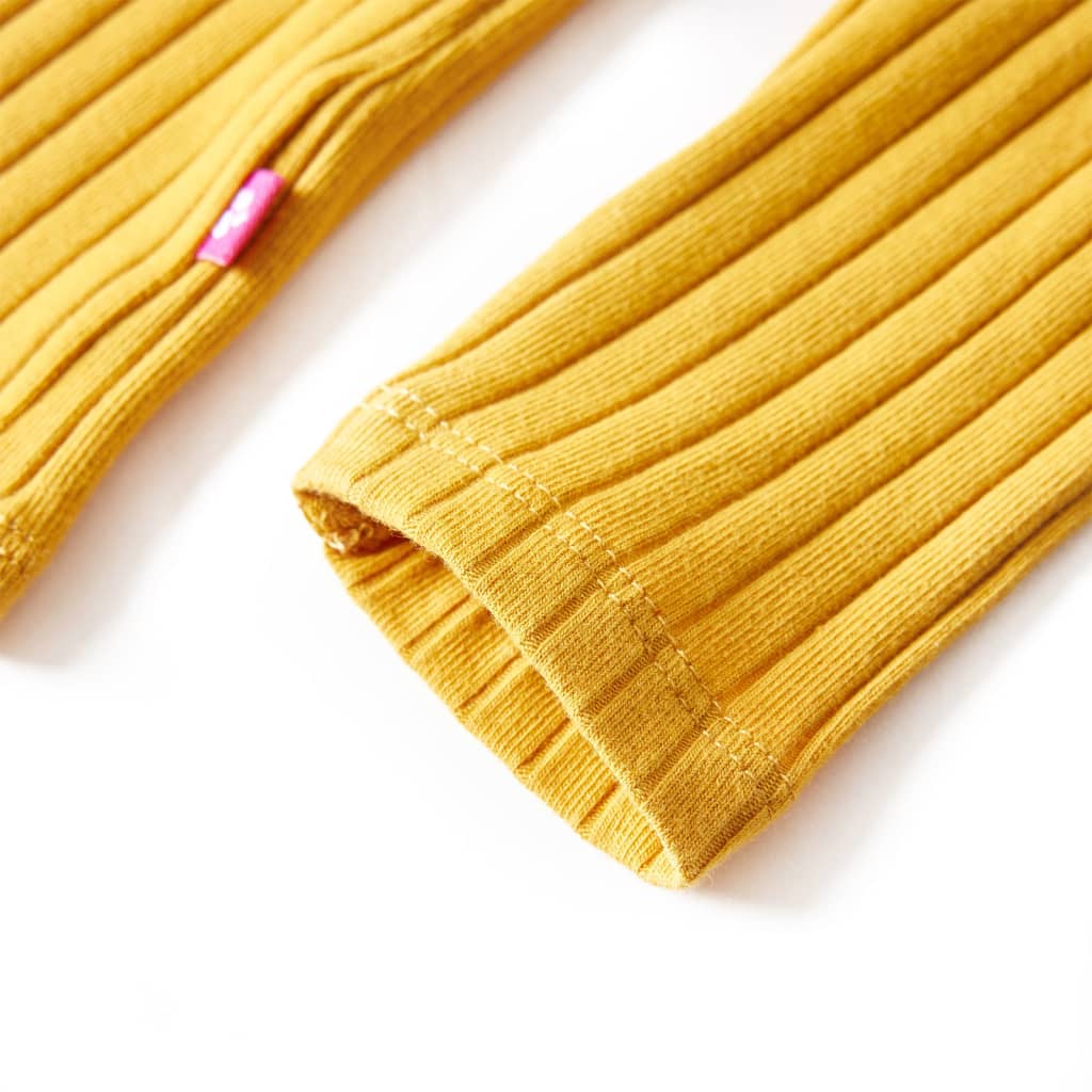 T-shirt manches longues pour enfant taille 92 côtelé jaune ocre - ocre, 92 (1 5-2 ans) - number 5.