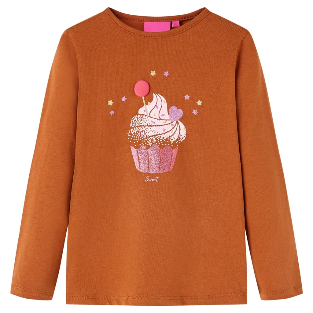 T-shirt à manches longues pour enfant taille 92 - couleur cognac, 92 (1 5-2 ans) - number 1.