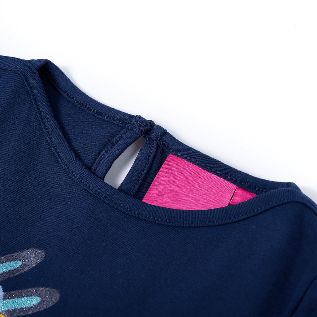 T-shirt manches longues pour enfant taille 92 bleu marine - rose, 128 (7-8 ans) - number 3.