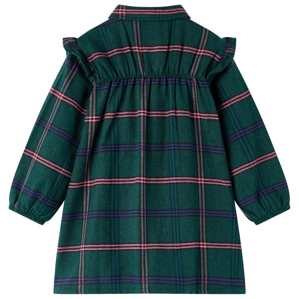 Robe à manches longues pour enfant taille 92 volants vert foncé - 92 (1 5-2 ans) - number 2.