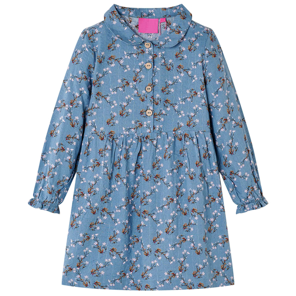 Robe à manches longues pour enfant taille 92 bleu pétrole - 92 (1 5-2 ans) - number 1.