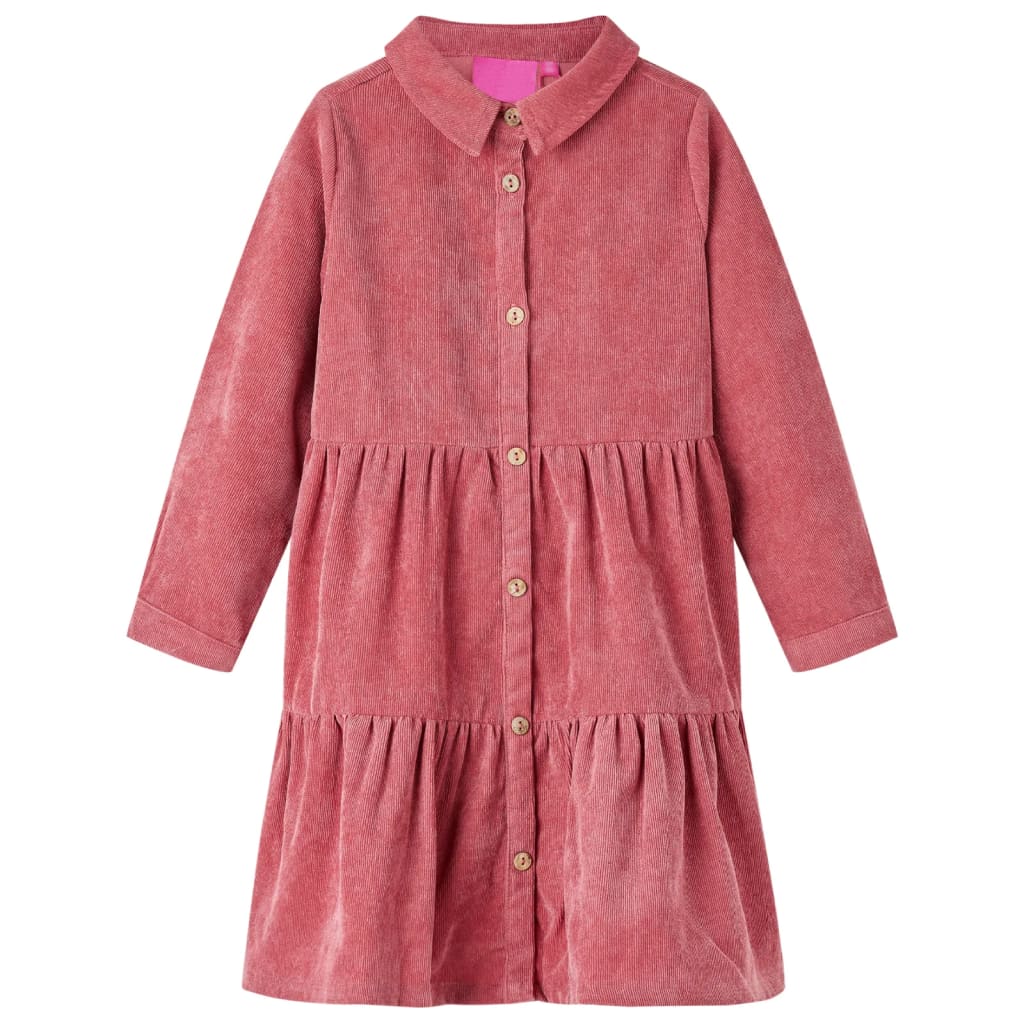 Robe à manches longues pour enfant taille 92 velours vieux rose - 92 (1 5-2 ans) - number 1.