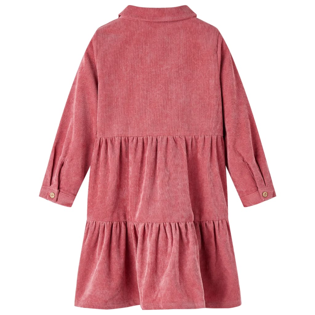 Robe à manches longues pour enfant taille 92 velours vieux rose - 92 (1 5-2 ans) - number 2.