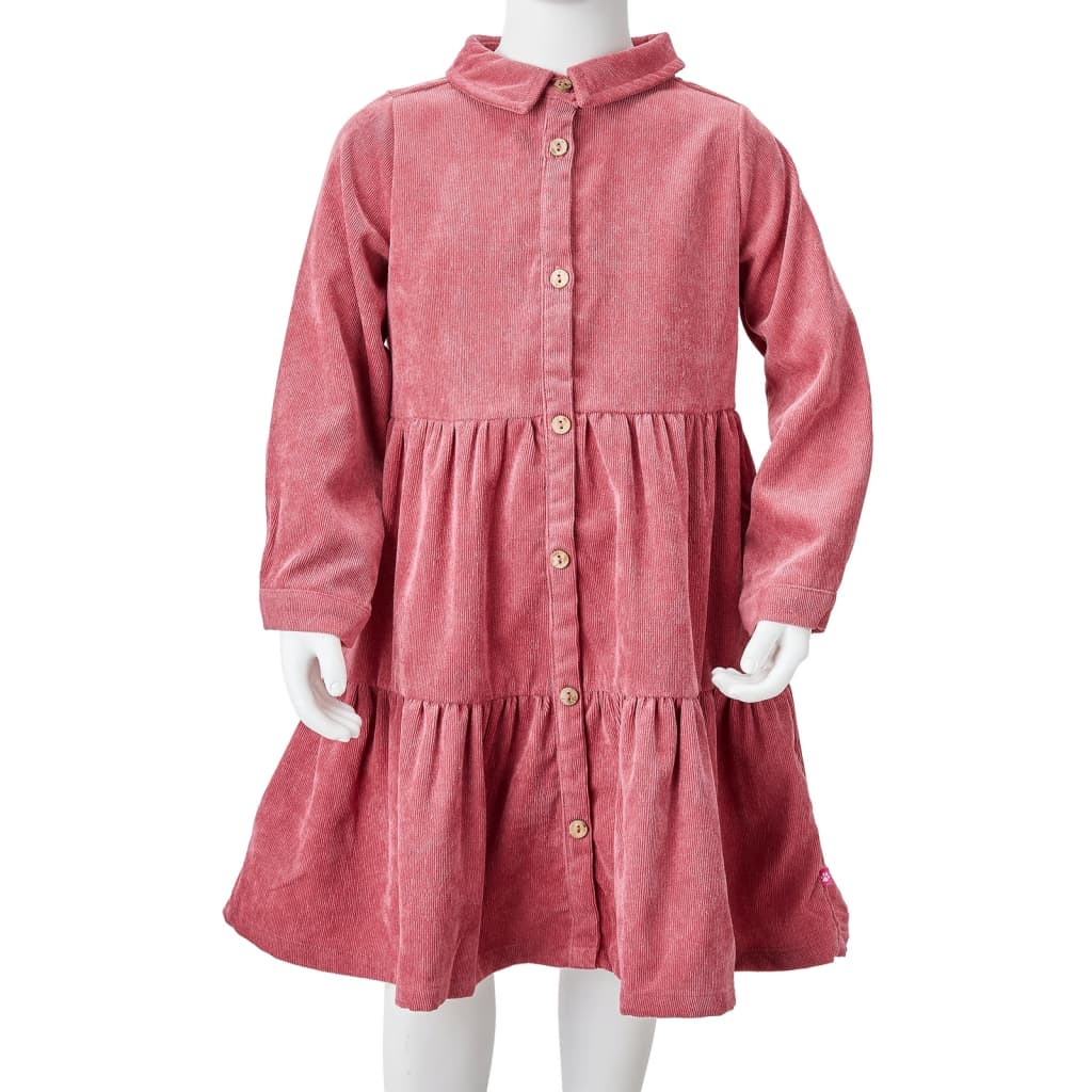 Robe à manches longues pour enfant taille 92 velours vieux rose - 92 (1 5-2 ans) - number 7.