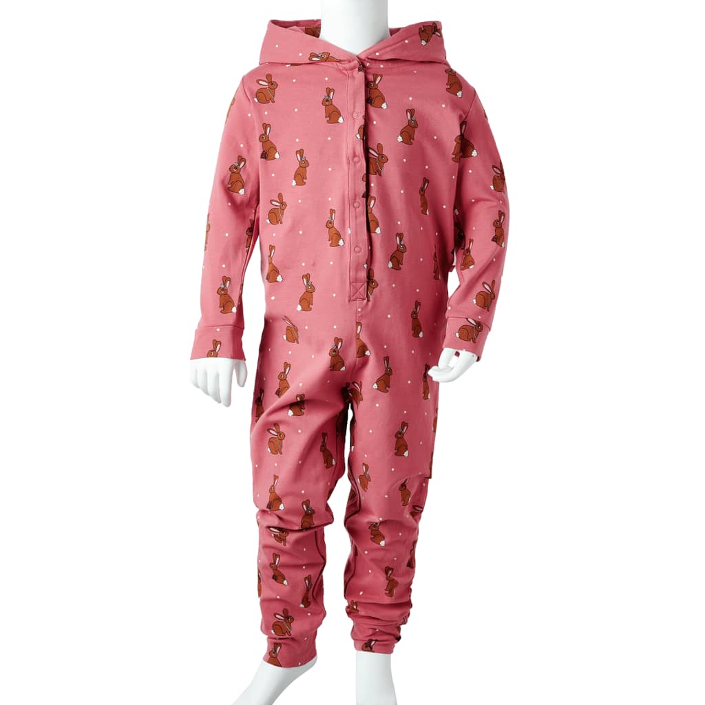 Grenouillère à capuche pour enfant taille 92 vieux rose - 92 (1 5-2 ans) - number 8.