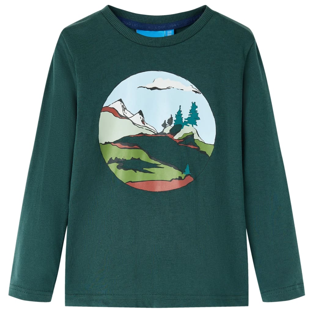 T-shirt à manches longues pour enfant taille 92 vert foncé - 92 (1 5-2 ans) - number 1.