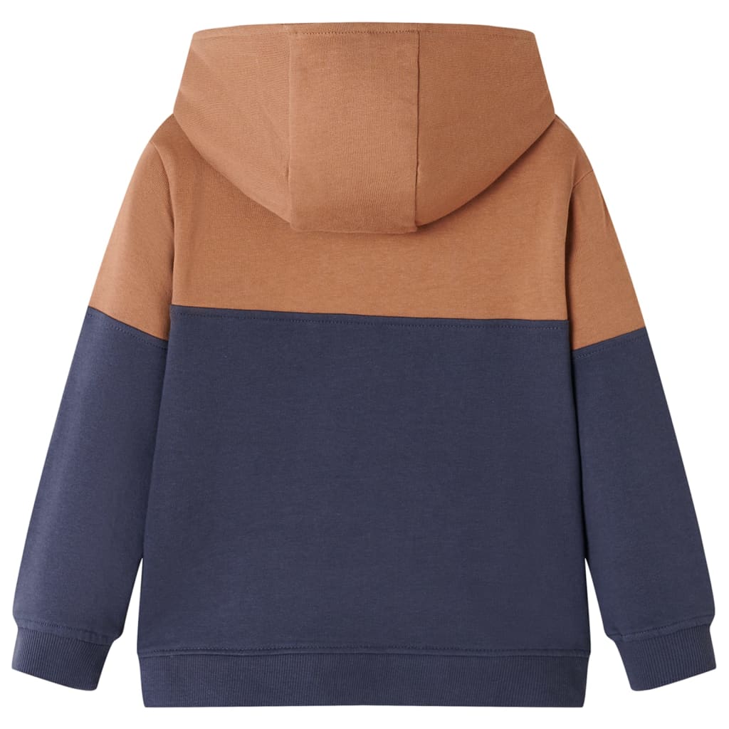 Sweat à capuche pour enfant taille 92 demi zip gris anthracite et cognac - 92 (1 5-2 ans) - number 2.