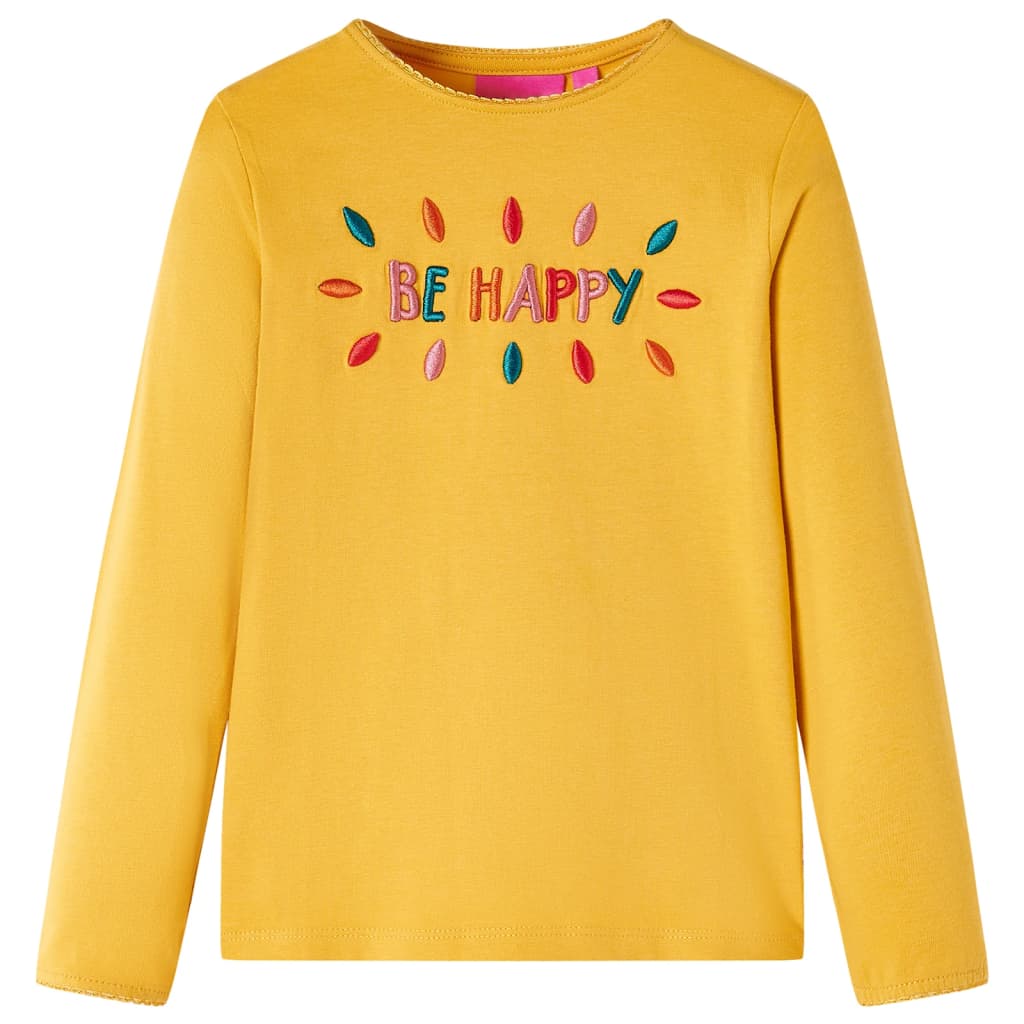 T-shirt manches longues pour enfant taille 92 jaune ocre - ocre, 92 (1 5-2 ans) - number 1.