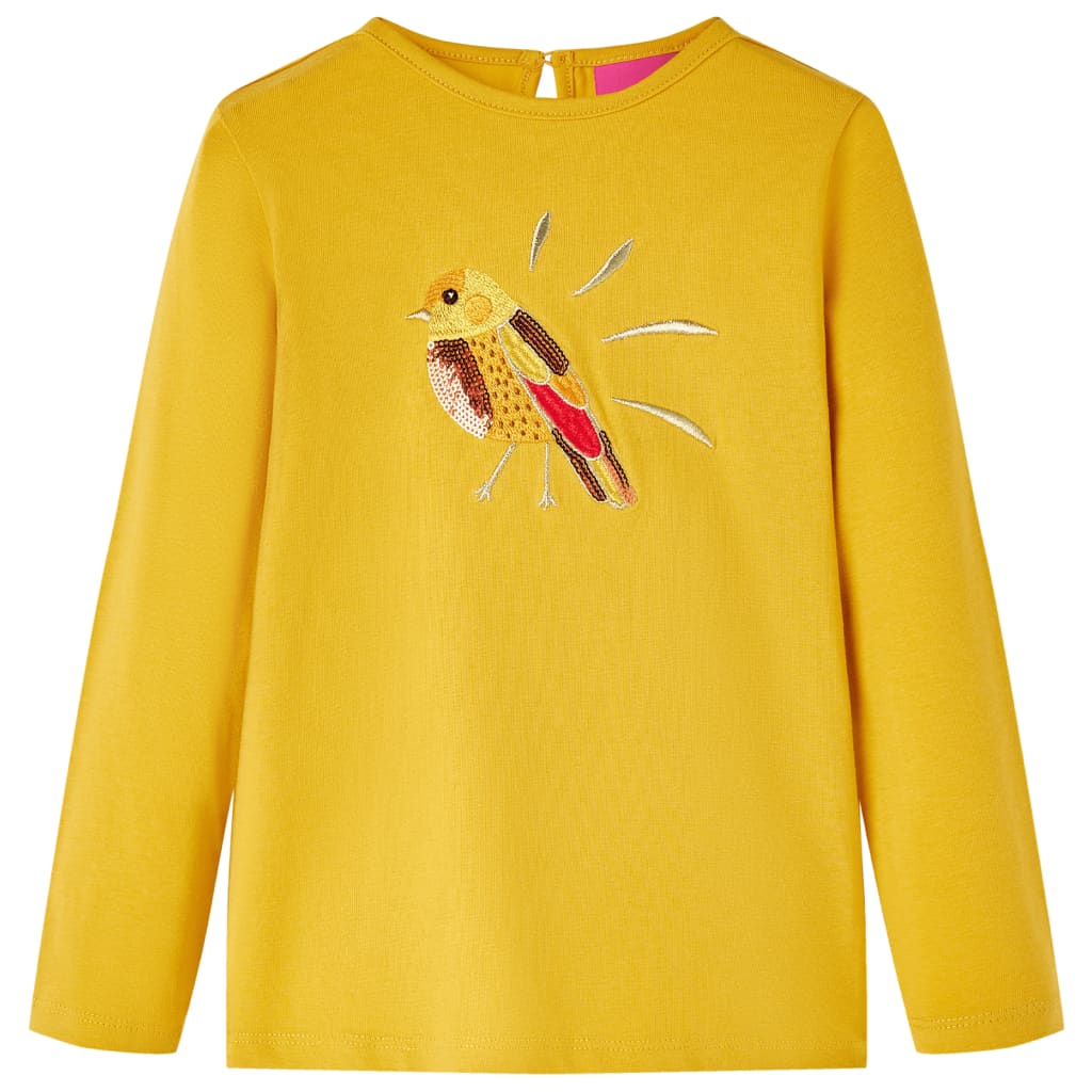T-shirt manches longues pour enfant taille 92 jaune ocre - ocre, 92 (1 5-2 ans) - number 1.