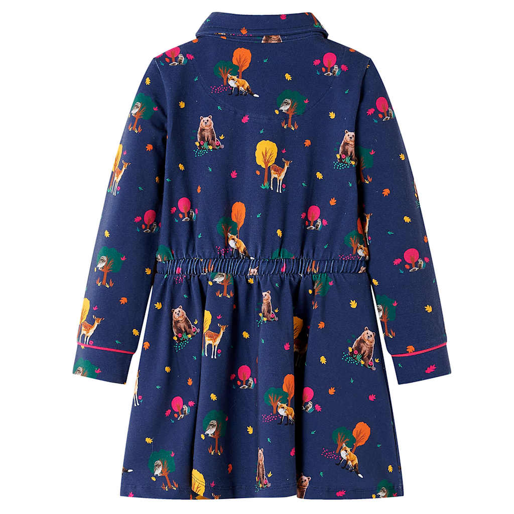 Robe manches longues pour enfant taille 92 avec lacets bleu marine - 92 (1 5-2 ans) - number 2.