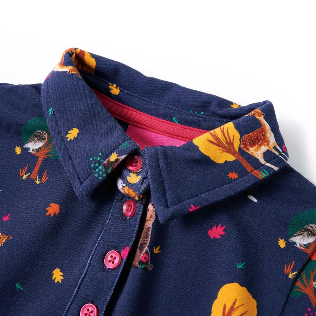 Robe manches longues pour enfant taille 92 avec lacets bleu marine - 92 (1 5-2 ans) - number 3.