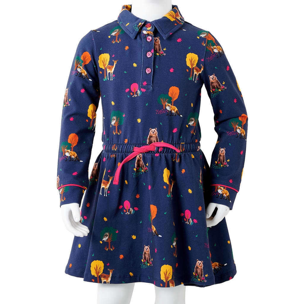 Robe manches longues pour enfant taille 92 avec lacets bleu marine - 92 (1 5-2 ans) - number 8.