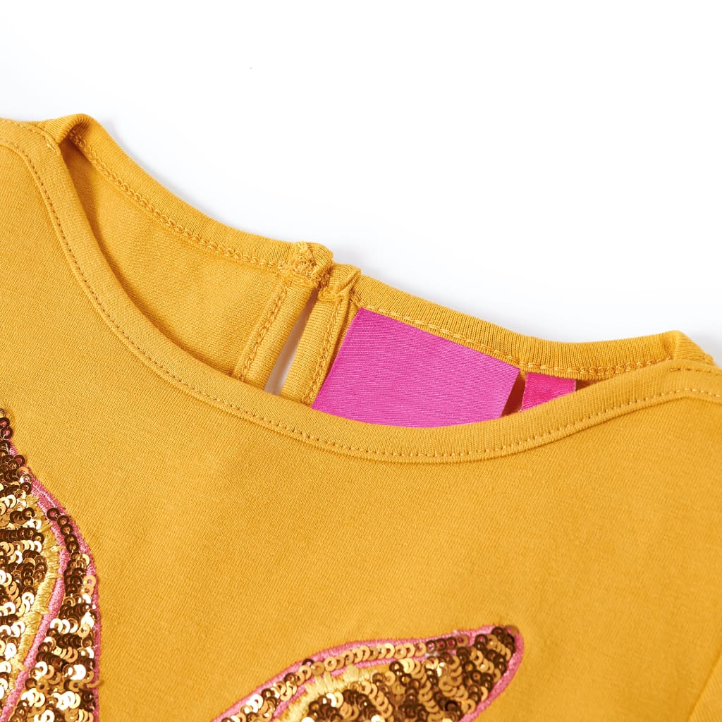 T-shirt manches longues pour enfant taille 92 jaune ocre - ocre, 92 (1 5-2 ans) - number 3.