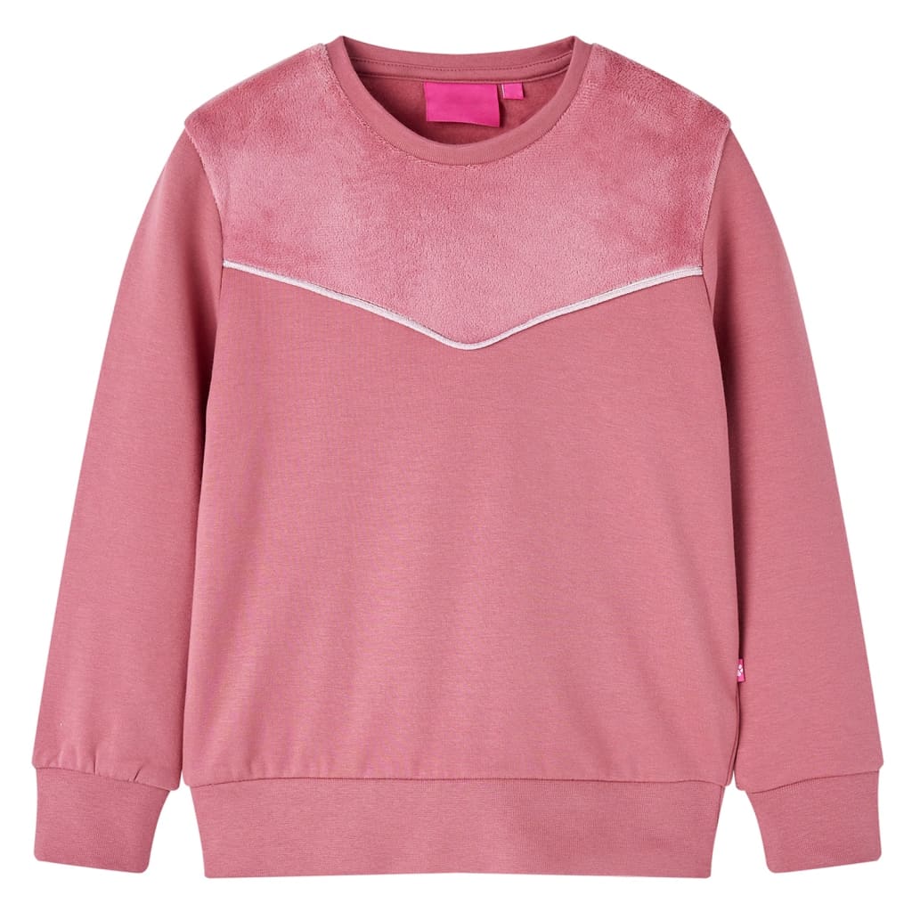 Sweat pour enfant taille 92 patchwork velours rose - 92 (1 5-2 ans) - number 1.