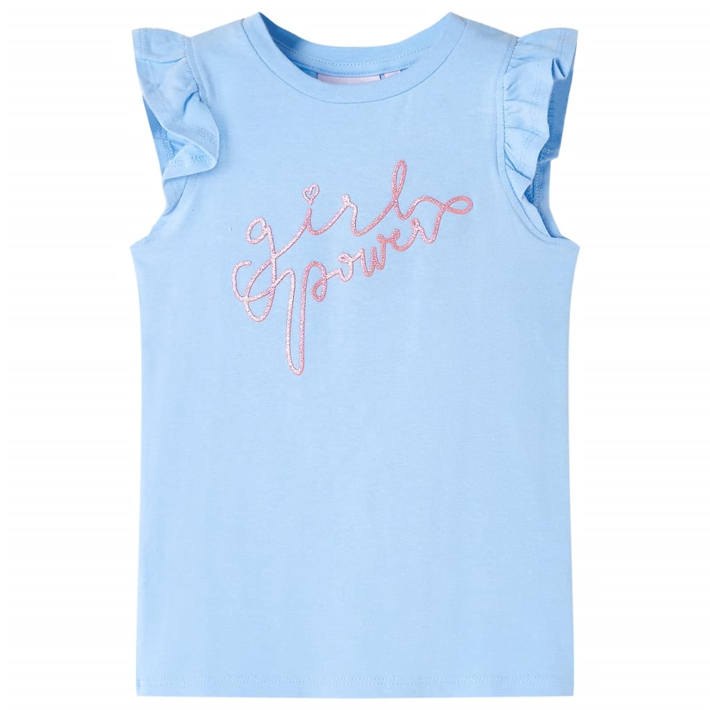 T-shirt pour enfant taille 92 avec volants bleu clair - bleu, 92 (1 5-2 ans) - number 1.