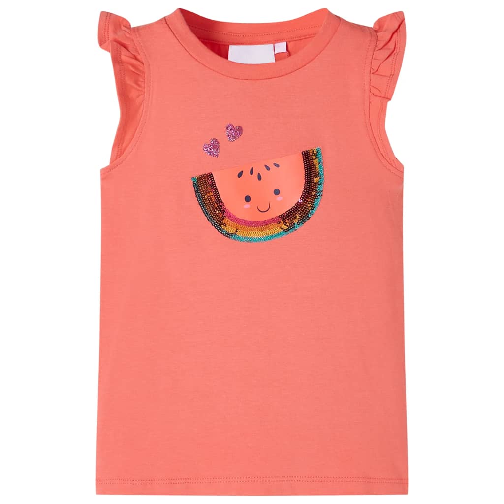 T-shirt pour enfant, taille 92, volants, corail - number 1.