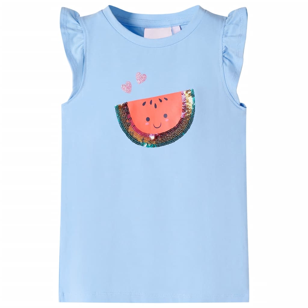 T-shirt pour enfant taille 92 avec volants bleu clair - bleu, 92 (1 5-2 ans) - number 1.