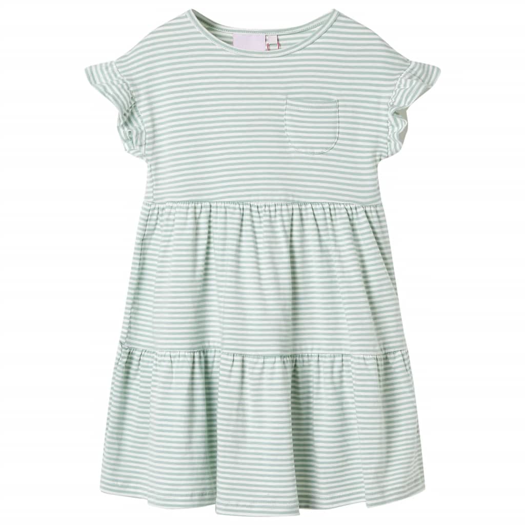 Robe pour enfant taille 92 avec manches à volants vert menthe - 92 (1 5-2 ans) - number 1.