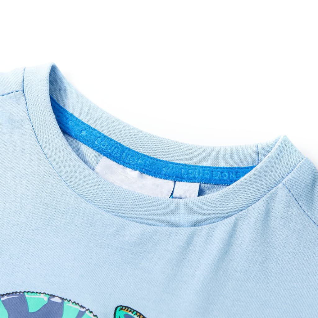 T-shirt manches courtes pour enfant taille 92 bleu clair - ocre, 140 (9-10 ans) - number 3.