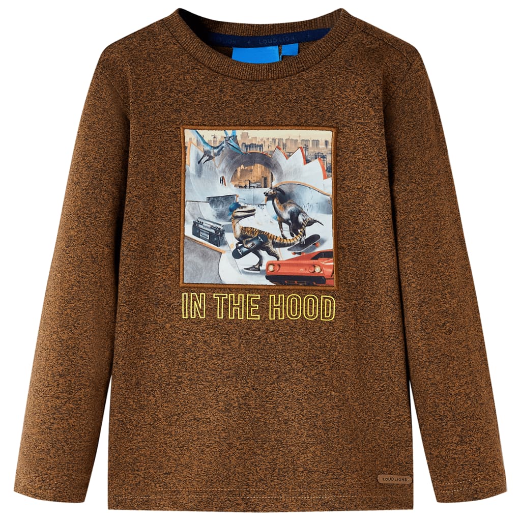 T-shirt à manches longues pour enfant taille 92 cognac melange - couleur cognac, 92 (1 5-2 ans) - number 1.